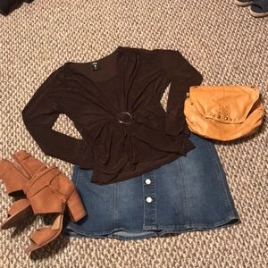 Long sleeved Brown blouse size medium